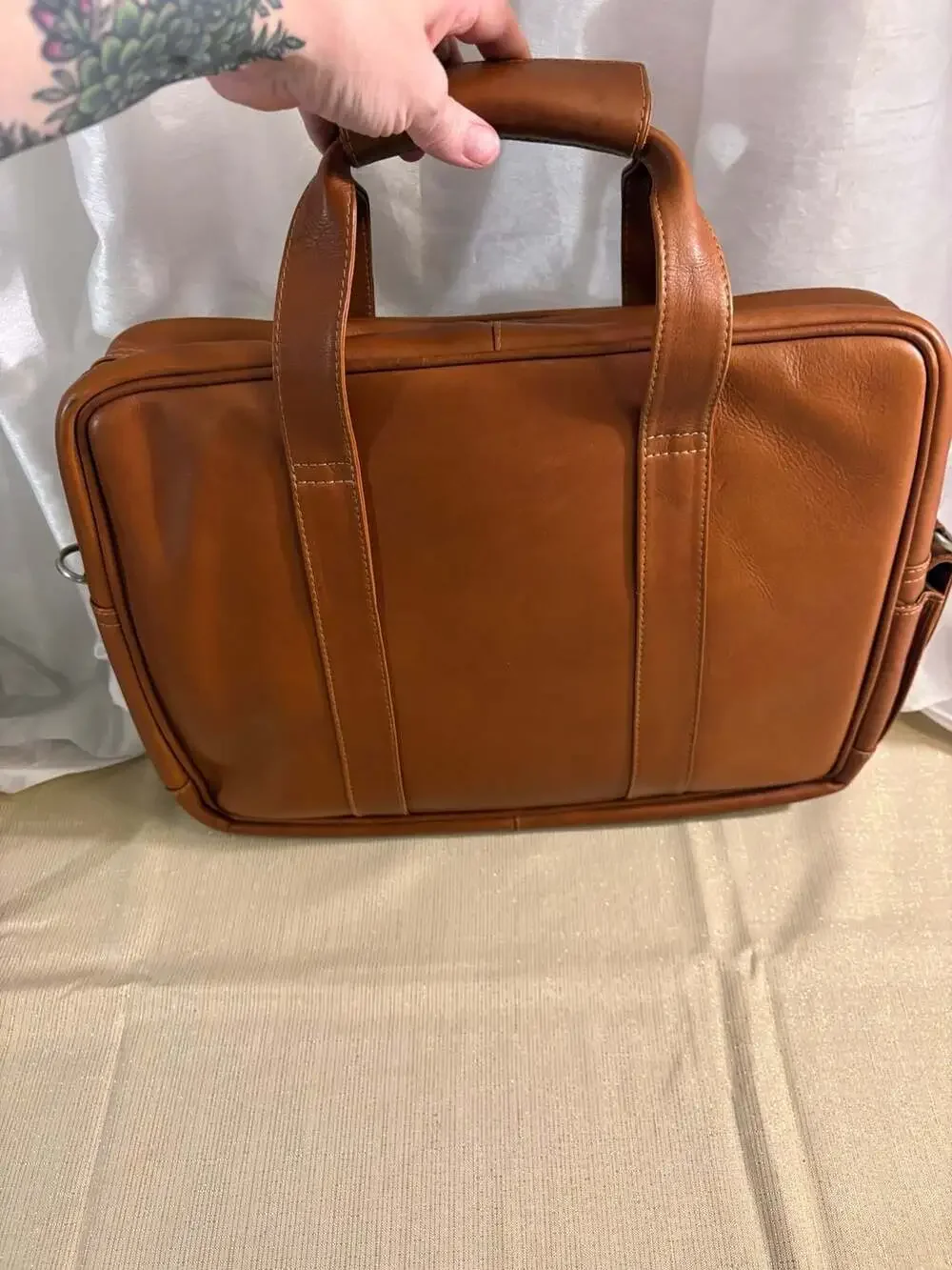Piel Leather 2102 Computer Briefcase Tan Genuine Leather Laptop Bag
